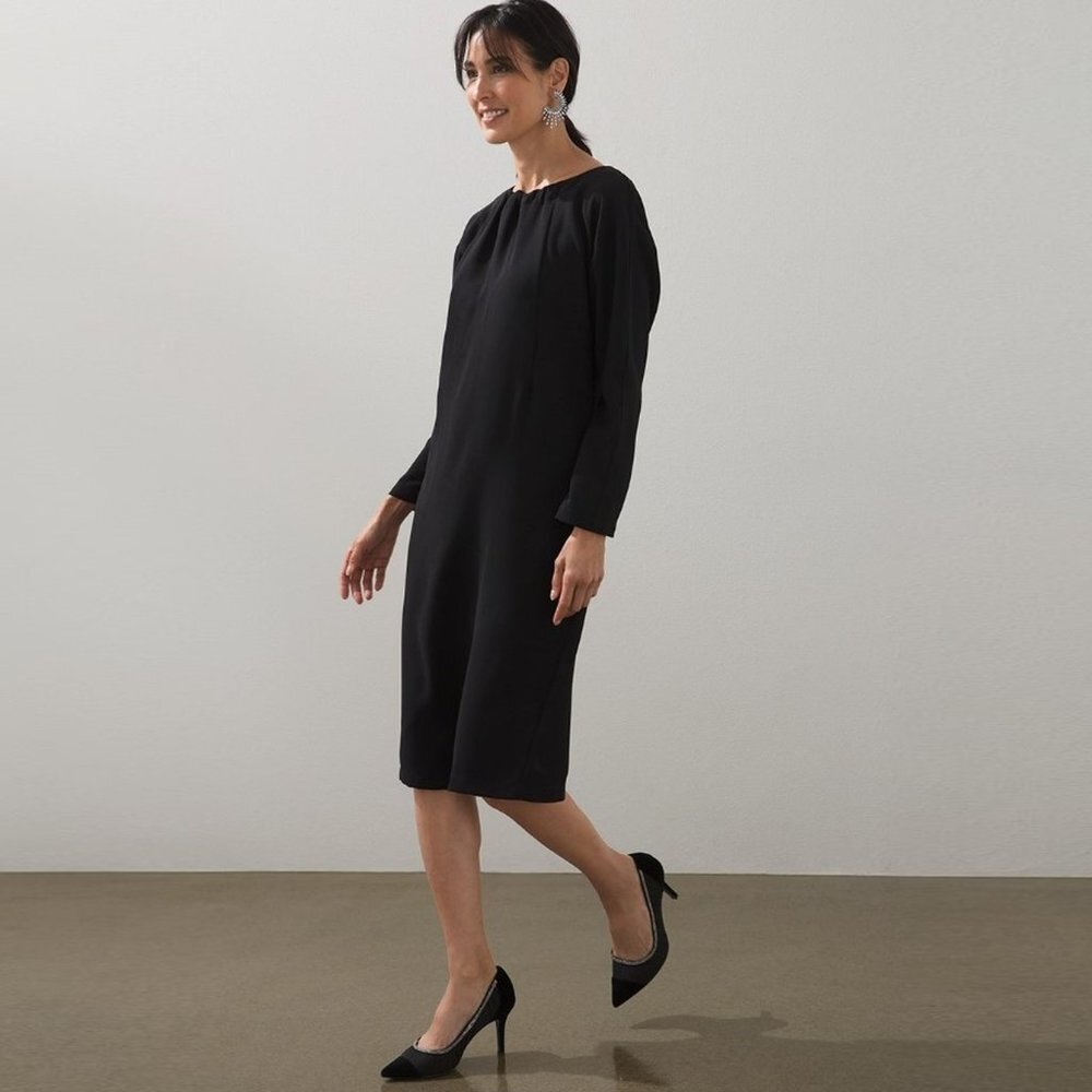 NWT New $159 Chico's Tie-Back Crepe Midi Dress Size 1 US M